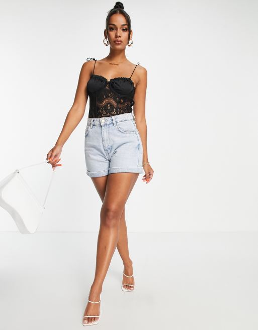 Lace bodysuit cheap with shorts