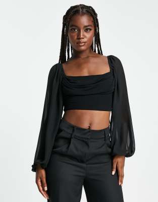 sheer balloon sleeve top