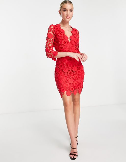 Asos red lace clearance dress