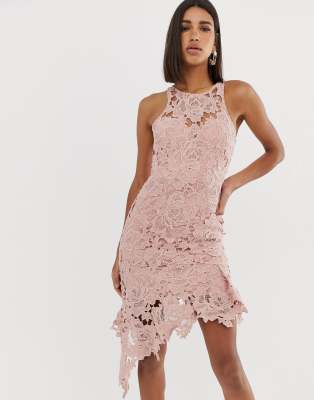 halter lace midi dress