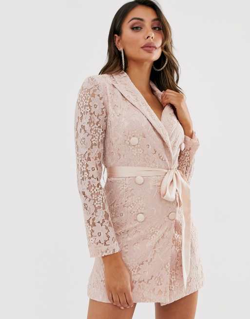 Love Triangle lace blazer dress with ribbon detail in taupe, Terrex Trail  Running Shorts