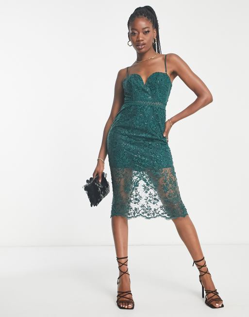 Green lace sheath outlet dress