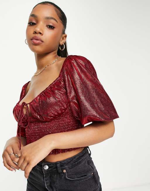 Red cheap sparkle blouse