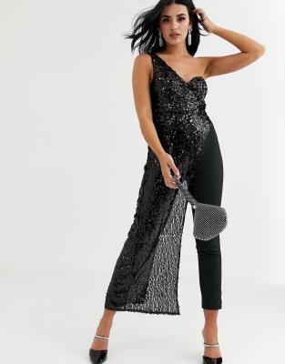 glitter jumpsuit black