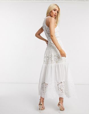 tiered lace maxi dress