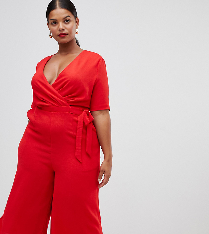 Lovedrobe bow detail jumpsuit-Red