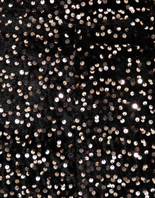 Lovedrobe Embellished velvet barrel trousers in black / gold, 5 of 5
