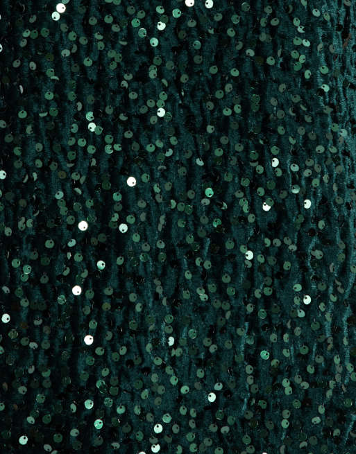 Lovedrobe Embellished velvet short sleeve boxy top in emerald, 5 of 6