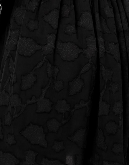Lovedrobe Floral burnout lace detail long sleeve mini dress in black, 5 of 5