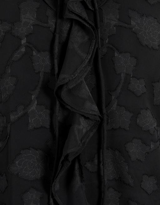 Lovedrobe Floral burnout raglan sleeve ruffle blouse in black, 5 of 5
