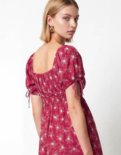 Lovedrobe Floral square neck mini dress in hot pink, 3 of 3