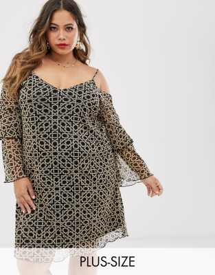 gold cold shoulder dress