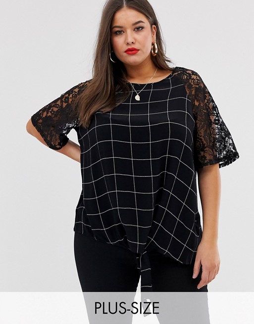 Lovedrobe knot front check blouse