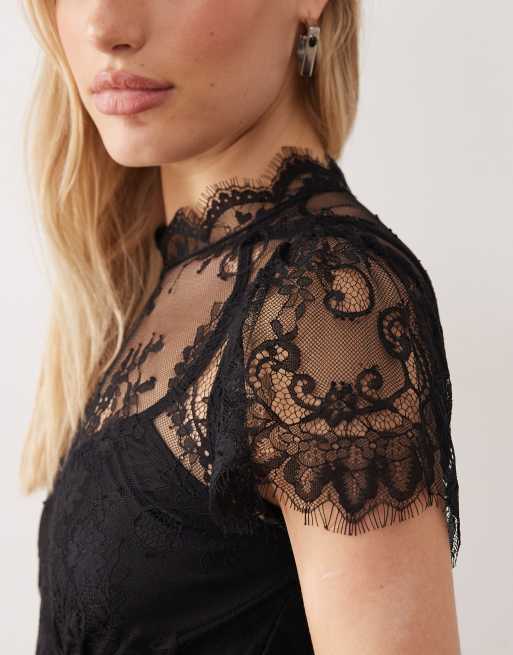 Lovedrobe Lace midaxi dess in black, 3 of 4