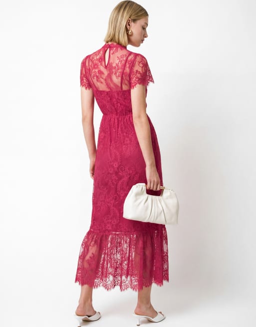 Lovedrobe Lace midaxi dress in pink, 2 of 4