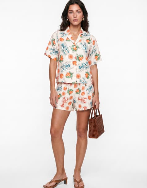 Lovedrobe Lobster & citrus print shorts co-ord - view 1