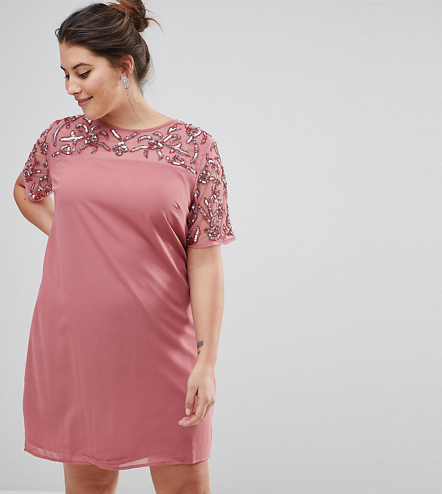Lovedrobe Luxe Embellished Shift Dress-Pink