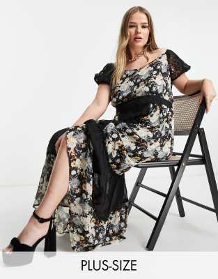 Lovedrobe Luxe maxi dress in black floral print - ASOS Price Checker