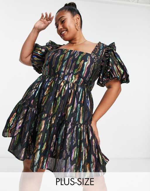 Lovedrobe Luxe Plus - Robe courte texturée arc-en-ciel - Multicolore