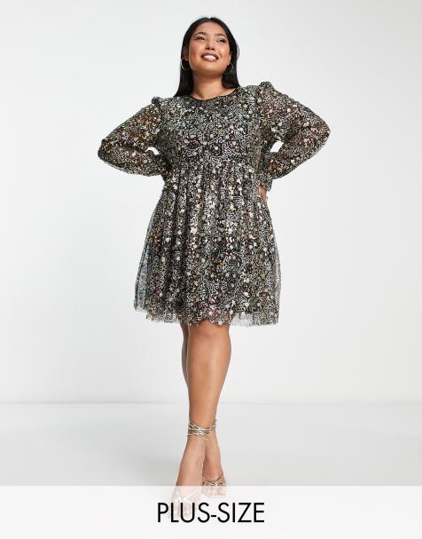 Lovedrobe - Luxe Plus - Sort smock-minikjole med pailletter - view 1