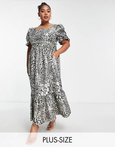 Lovedrobe Luxe Plus - Vestito con gonna al polpaccio leopardato jacquard metallizzato - view 1