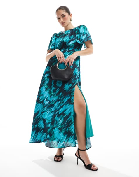 Lovedrobe Marble short sleeve midaxi dress in multi - view 1