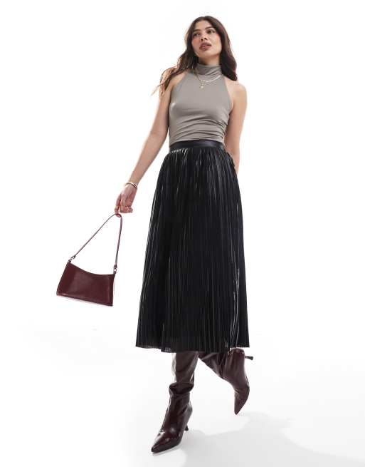 Pleated midi skirt metallic hotsell