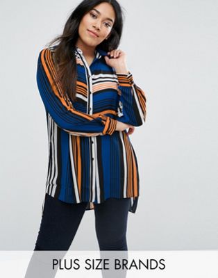 Lovedrobe Plus Shirt In Multi Stripe