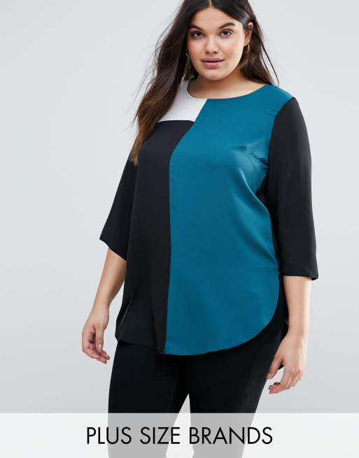 Lovedrobe Plus Top In Color Block