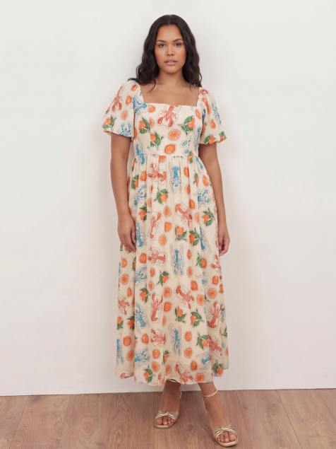 Lovedrobe Printed short sleeve midaxi dress in multi