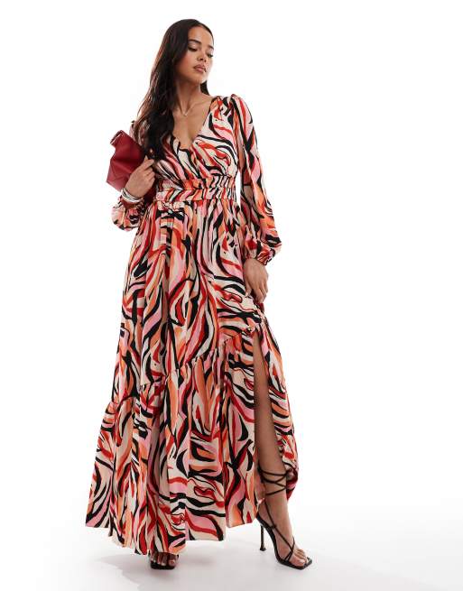 Lovedrobe - Robe mi-longue en satin - Multicolore