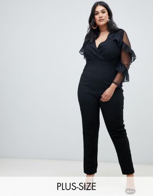 black ruffle sleeve jumpsuit