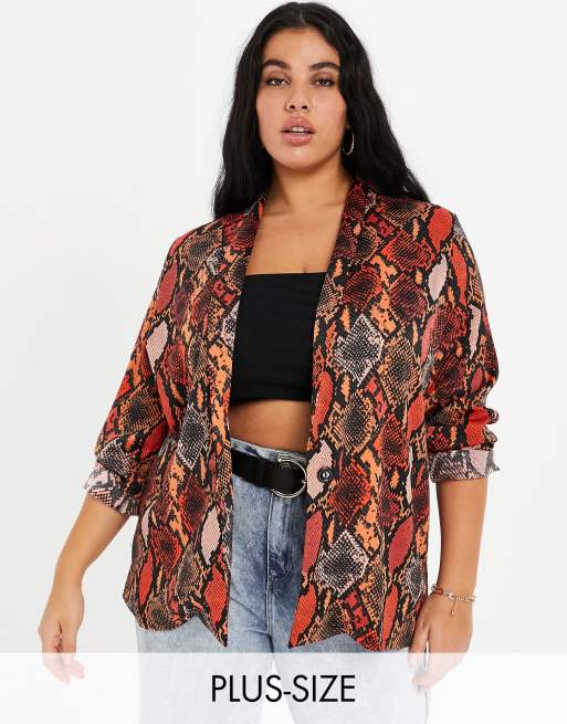 Plus size discount snake print blazer