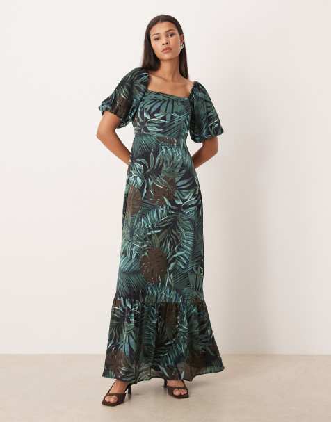 Lovedrobe Square neck short sleeve maxi dress in navy