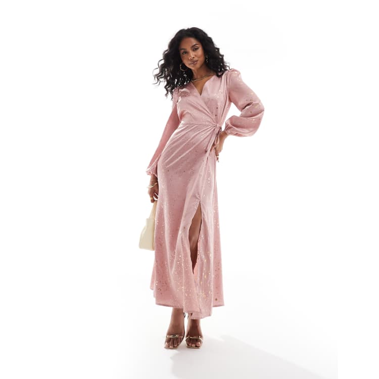 Lovedrobe Wrap maxi dress in blush pink ASOS