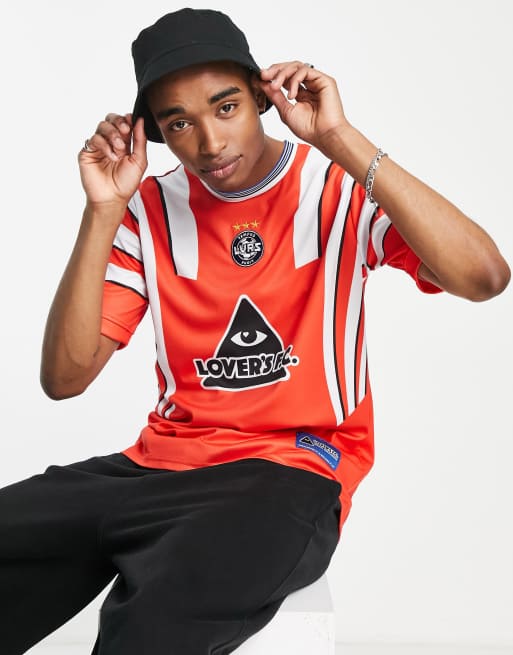 Lover's FC drop stripes jersey t-shirt in red