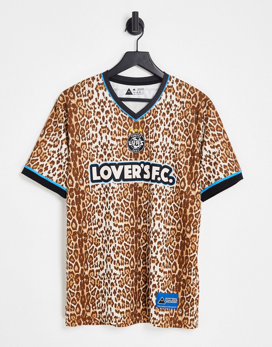 Lover's FC leopard print jersey T-shirt in multi
