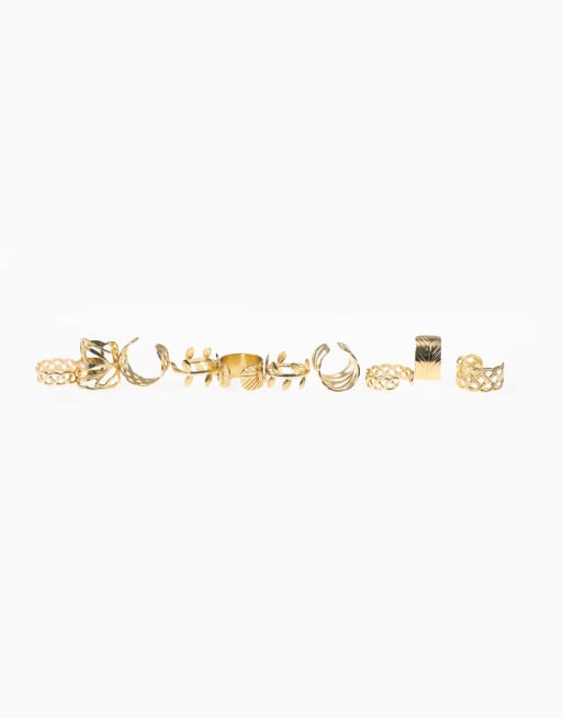 Lovisa – 10er-Pack vergoldete Ohrklemmen aus chirurgischem Stahl mit römischem Blattdesign , 2 von 3