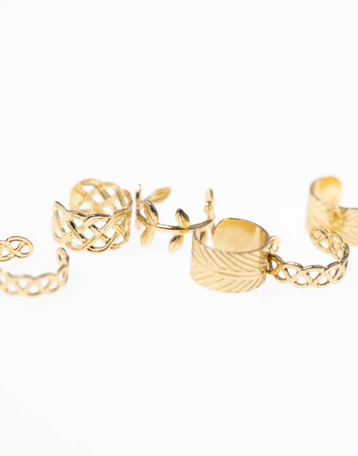 Lovisa – 10er-Pack vergoldete Ohrklemmen aus chirurgischem Stahl mit römischem Blattdesign , 3 von 3