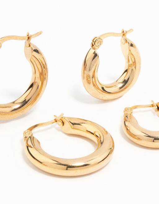 Lovisa – 2er-Pack Creolen aus wasserfestem, vergoldetem Edelstahl, 2 von 3