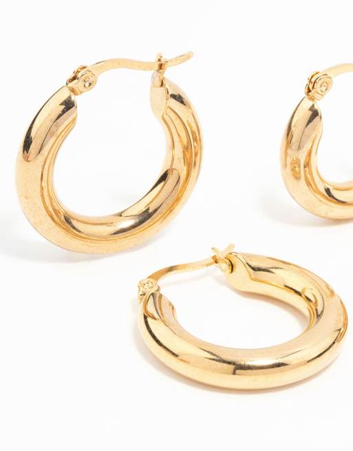 Lovisa – 2er-Pack Creolen aus wasserfestem, vergoldetem Edelstahl, 3 von 3