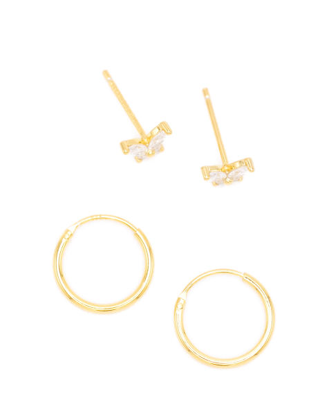 Lovisa – 2er-Pack Ohrstecker und Creolen aus vergoldetem Sterlingsilber in Goldoptik - view 1