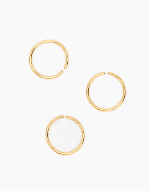 Lovisa – 6er-Pack Nasenpiercings in Goldoptik mit Schlangen-Design und Strasssteinen, 2 von 3