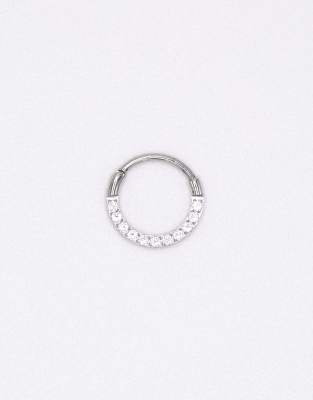 Lovisa - 7 mm-Ohrring mit Klickverschluss aus chirurgischem Stahl in Silberoptik mit Zirkonia-Schmucksteinen
