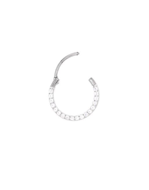 Lovisa - Anello a scatto da 10 mm tonalità argento in titanio con zirconia cubica , 3 di 3