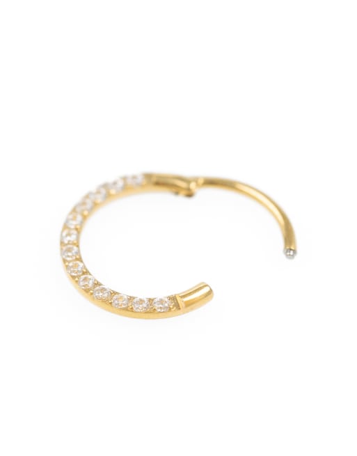 Lovisa - Anneau à charnière 8 mm en titane plaqué or avec zircons cubiques - Doré , 2 de 3