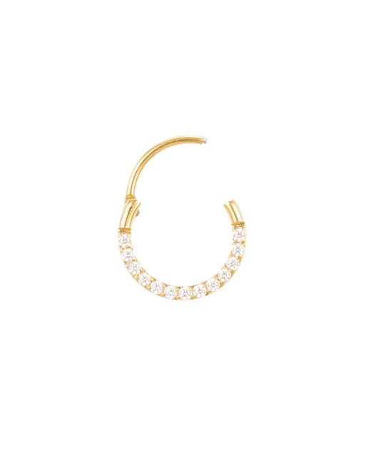 Lovisa - Anneau à charnière 8 mm en titane plaqué or avec zircons cubiques - Doré , 3 de 3