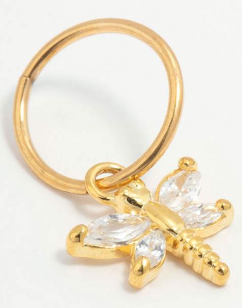Lovisa - Anneau à cliquet en titane plaqué or avec zircons cubiques - Doré - view 1