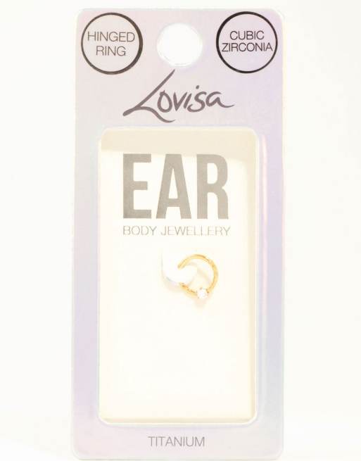 Lovisa - Anneau à cliquet torsadé en titane plaqué or avec zircon cubique - Doré