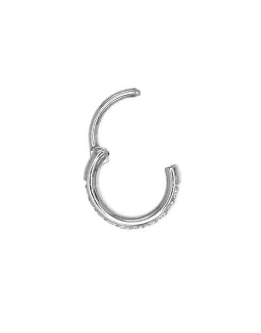 Lovisa - Anneau simple à charnière 6 mm en titane avec zircons cubiques - Argenté , 2 de 3
